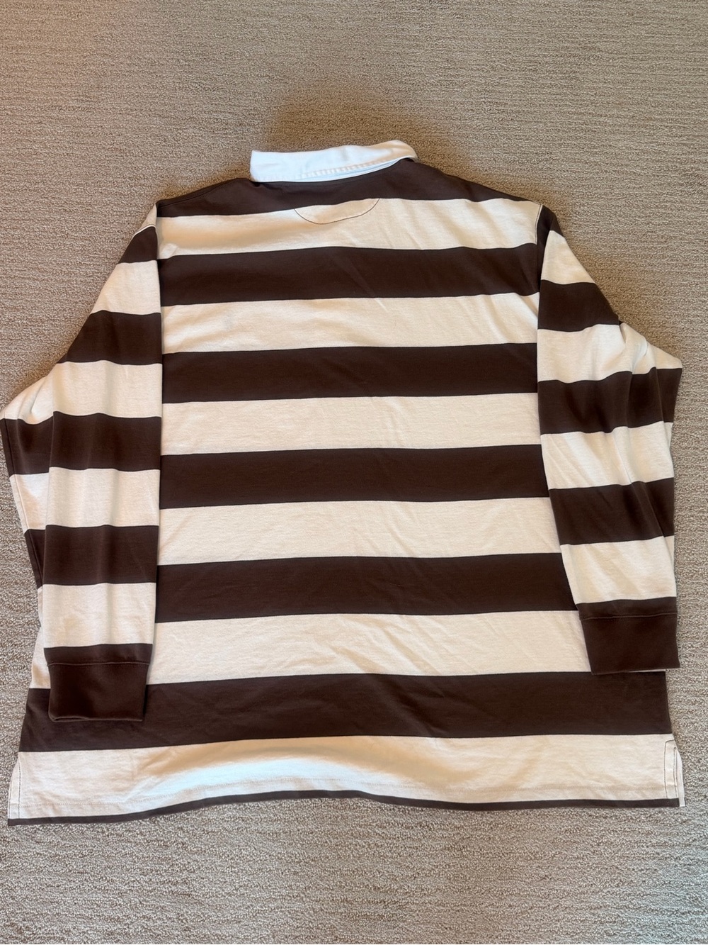 Polo Ralph Lauren 4XB Brown Cream Striped Rugby Shirt Big & Tall - Picture 3 of 10